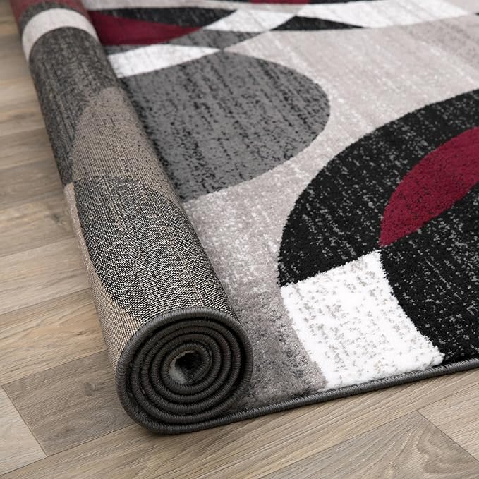 Rugshop Red Modern Geometric Indoor Large Area Rug, Overlapping Circle Pattern, Fade Resistant, Non-Shedding, for Living Room, Dining Room and Family Room, 7'10" x 10'2"