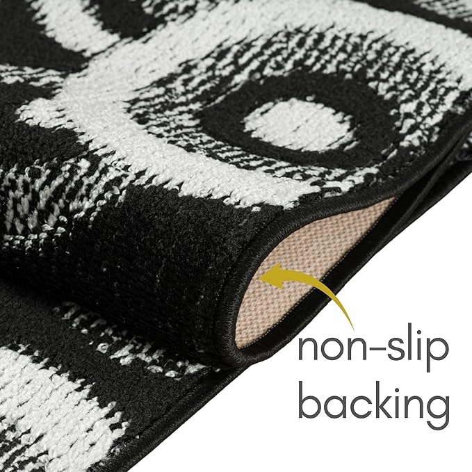 Custom Size Black Hallway Runner Rug | Cut to Length 2'3" x 12' (Runner) | Non-Slip & Machine Washable | REMNAZ
