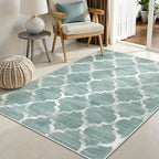 Lahome Moroccan Washable 3x5 Entryway Rug - 3x5 Area Rugs for Bedroom Throw Non-Slip Low-Plie Kitchen Rugs Soft Sage Distressed Capet for Office Bathroom Living Laundry Room Dining Room