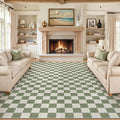LIVEBOX 9x12 Area Rugs for Living Room, Checkered Non-Slip Washable Rugs, Farmhouse Neutral Classic Geometric Large Boys Area Rug for Bedroom, Carpet for Living Dining Room Office(Sage Green,9'x12')