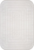 Beverly Rug Modern Geometric Area Rug 5x7 Low-High Pile Durable Soft Abstract Grid Indoor Rugs for Living Dining Room Office Stain Resistant Non Shedding Casual Indoor Carpet Beige White 5 x 7
