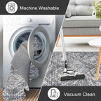 KILOCOCO Boho Kitchen Runner Rug 2x5 Washable Runner Rug Soft Runners for Hallways Non Slip Printed Distressed Laundry Room Rugs, Low-Pile Runners for Entryway Bedroom Living Room, Grey