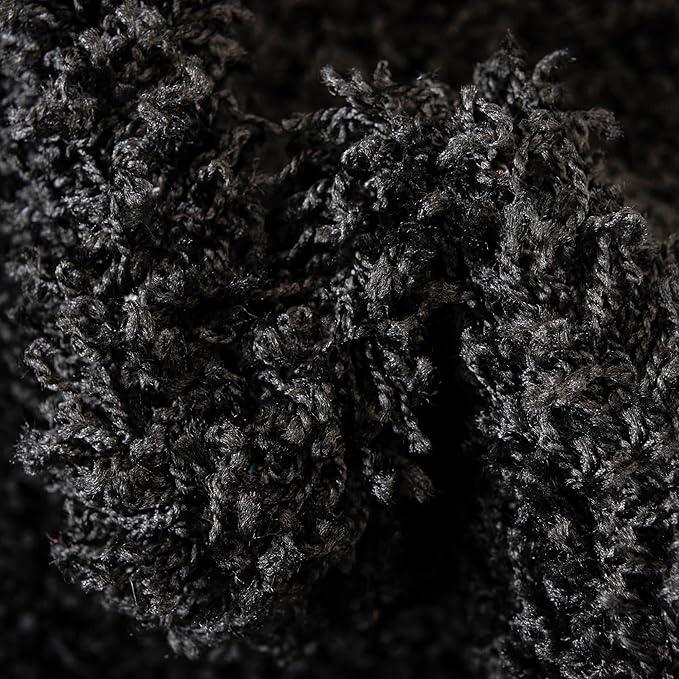 Unique Loom Solid Shag Collection Area Rug (6' 1" Round, Jet Black)