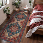 Tangsoo 2x6 Washable Runner Rug for Hallways, Non Slip Vintage Runner Rug, Soft Boho Low Pile Long Rug Runner, Print Distressed Red Carpet Runners for Kitchen Bedroom Entryway Living Room Oriental