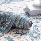 jinchan Runner Rug 2x5 Washable Kitchen Hallway Runner Soft Thin Vintage Low Pile Non Slip Distressed Carpet Floral Medallion Rug for Bathroom Bedroom Laundry Room Blue Multi