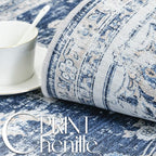 jinchan Hallway Runner Rug 3x7 Machine Washable Runner Rug Dark Blue Vintage Floral Design Non-Slip Low Pile Ultra-Thin for Kitchen Laundry Room Bedroom Farmhouse (3‘x7',Dark Blue)