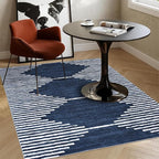 HelloTree Area Rug 4x6 Geometric Rug,Washable Modern Neutral Stain Resistant Indoor Carpet Boho Living Room Moroccan Rugs Fluffy Rug for Living Room Bedside Room Decor for Family-Blue
