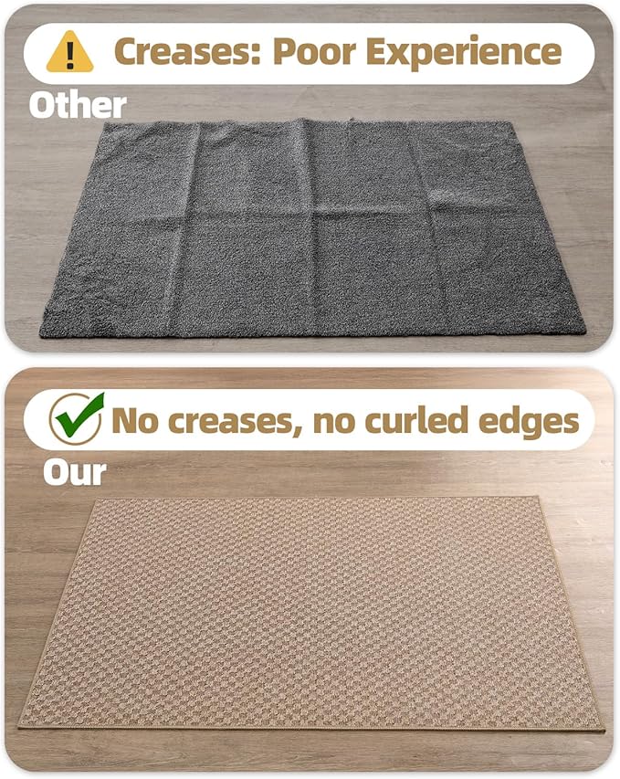 Color&Geometry Large Front Door Mat Indoor Entrance Non Slip Rubber Backed, 32"x48" Indoor Door Mats for Entryway, Dirt Trapper Double Doormat, Washable Front Door Rugs, Khaki (Rolled-up NO Creases)