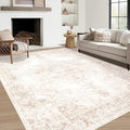 Vintage Living Room Area Rug - 5x7 Large Machine Washable Boho Moroccan Rug Distressed Farmhouse Rugs for Bedroom - Soft Non-Slip Indoor Carpet for Dining Room Office Nursery(Retro Beige, 5'x7')