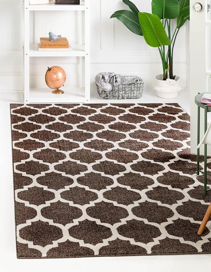 Rugs.com Lattice Collection Rug – 3' x 5' Chocolate Brown Medium Rug Perfect for Entryways, Kitchens, Breakfast Nooks, Accent Pieces
