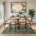 Morebes Washable Green 5x7 Area Rugs, Vintage Soft Bedroom Rug Non Slip, Non-Shedding Distressed Indoor Floor Throw Carpet for Bathroom Kitchen Living Dining Room Playroom Farmhouse Christmas Decor
