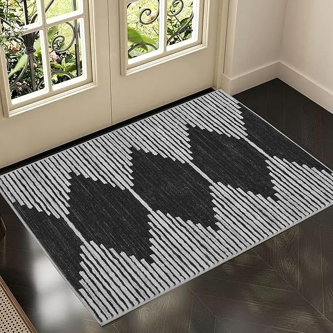 HelloTree 2x3 Entryway Rug, Indoor Small Machine Washable Area Rug Non Slip Backing Home Decor Floor Decoration Mat Boho Rugs for Entrance Kids Room Bedside Bedroom Resistant Carpet