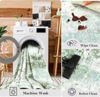 Washable Abstract Rug, 8x10 Modern Area Rugs with Non-Slip Rubber Backed for Living Room, Thin but Soft Contemporary Carpet Kitchen Bedroom Dining Room Decor, Green