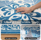 SOULFUL Medium Pile 8x10 Rugs for Living Room - Soft Foot Feel Large Area Rug - Blue Boho Floral - Washable Non-Slip - Perfect for Bedroom Kids Room Under Dining Table Office