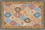 Phantoscope Washable Area Rug 4'x6' Non-Slip, Vintage Boho Rugs for Living Room, Bedroom, Dining Room, Distressed Moroccan Mosaic Diamond Pattern, Low-Pile Foldable Floor Carpet, Terracotta/Rust