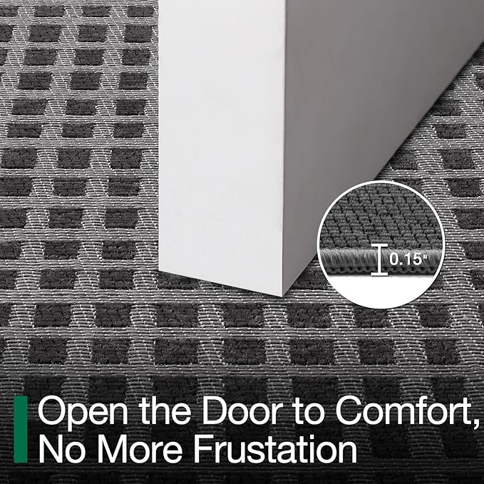 LUMI Inside Door Mat for Entry 36''x59'', Absorbent, Dirt Trapper, Low Profile Thin, Non Slip Mats with Rubber Backing, Ideal for Indoor, High Traffic, Garage, Entrance, Checkered Black
