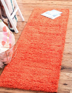 Unique Loom Solid Shag Collection Area Rug (2' 6" x 19' 8" Runner, Tiger Orange)