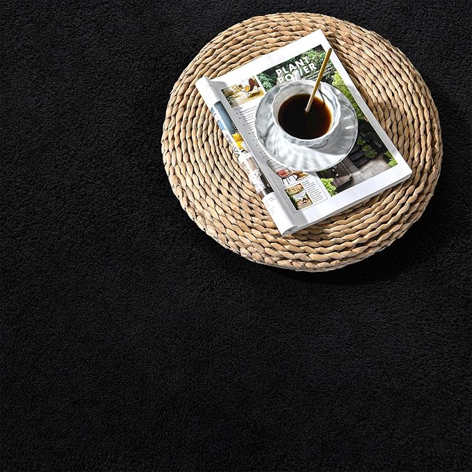 Large Area Rugs for Living Room Bedroom, 5 x 8 Ft Non-Slip Modern Area Rug, Soft Thickened Memory Foam Rug, Comfy Minimalist Indoor Carpet for Boys Girls Room Nursery Dorm Home Decor, Black