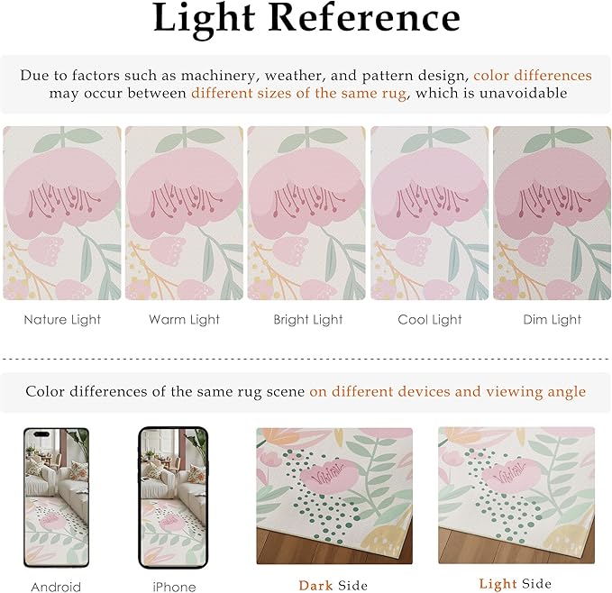 Floral Runner Rug 2x10 Washable Hallway Pink Bedroom Non Slip Cute Long Kitchen Carpet Botanical Indoor Soft Accent Rug for Bathroom Dining Laundry Living Room