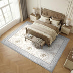 SOULFUL Medium Pile 3x5 Area Rug - Soft Underfoot Small Entryway Rug - Light Taupe Boho Floral - Washable Non-Slip - Perfect for Living Room Bedroom Foot Kids Room Reading Nook
