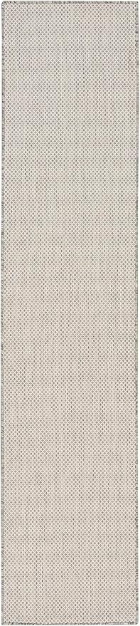 Nourison Home Courtyard Ivory Silver 2'2" x 16' Area Rug - Easy Clean, Non Shedding, Bed Room, Living Room, Dining Room, Kitchen (16' Runner)