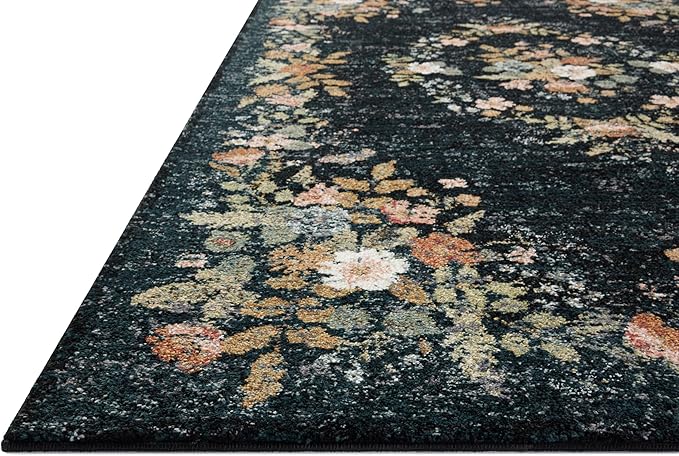 Loloi Rifle Paper Co. Laurel Collection LAU-01 Dark Navy 2'-8" x 8' Runner Rug