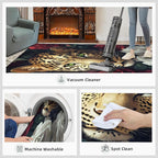 Leopard Rugs for Bedroom - 5x8 Area Rug - Flowers Leopard Rugs for Living Room, 3D Flowers Animal Rug, Washable Home Decor Carpet