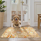 Lahome Floral Washable 2x3 Area Rug, Non-Slip Small Door Rugs for Entryway Indoor, Non-Shedding Tan Paisley Print Doormat Capet for Kitchen Bathroom Laundry Room Sink