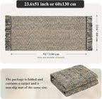Collive Washable Kitchen Runner Rug, Modern Farmhouse Hand Woven Entryway Rugs Non Slip, Cotton Reversible Bathroom Carpet for Bedroom Hallway Foyer Back Door Decor, Natural/Black 2 x 4.3 ft