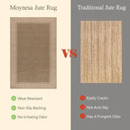 Moynesa Brown Striped Border Easy Jute Runner Rugs 2.5x8, Indoor Outdoor Washable Non Slip Runners Rug for Entryway Hallways Patio Balcony, Morden Farmhouse Carpet for Fall Winter Decor