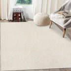 RUGSREAL Bedroom Area Rug 4x6 Modern Abstract Area Rug Stain Resistant Small Living Room Rug Contemporary Dining Room Rug Non-Slip Solid Rug Aesthetic Accent Floor Carpet for Kitchen Office, Cream