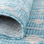 Unique Loom Outdoor Trellis Collection Area Rug - Tribal Trellis (2' x 8' Runner, Aqua/ Ivory)