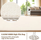 ANSSO Wool Area Rugs 9x12 Living Room,80% Merino Wool and 20% Cotton Soft Tufted Area Rug with Cotton Non-Slip Backing,Large Area Rug for Bedroom Bedroom, Dining and Home Office (Cream White)