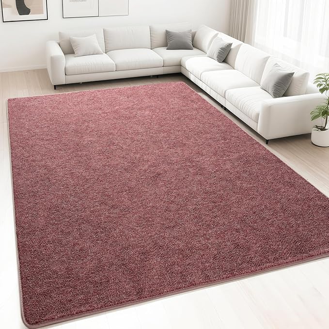 HQAYW 6x9 Large Area Rugs for Living Room Bedroom, Modern Thickened Memory Foam Soft Rug, Low Pile Minimalist Washable Non Slip Carpets for Kids Girls Boys Nursery Dorm Home Decor, Dark Red