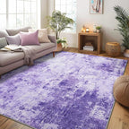 Washable Area Rugs 6'x8' Non-Slip Modern Abstract Soft for Living Room Entryway Bedroom Nursery, Print Pattern, Purple Gray Pink White