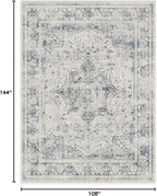 RUGGABLE Washable Vintage Area Rug – Sarrah Blue Quartz 9x12, Stain-Resistant, Non-Slip – Large Machine Washable Rugs for Living Room, Bedroom, Hallway, Entryway & Office–with Cushioned Pad