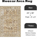 HUGEAR 2x3 Small Rug Machine Washable Area Rug Brown Beige Entryway Rugs Entrance Door Mat Indoor Floral Low Pile Carpet Distressed Throw Rugs Kitchen Bedroom Office Non Slip