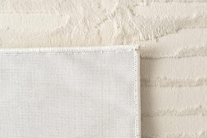Revival Rugs Shell 6'7"x9' Washable Area Rug for Living Room Bedroom - 100% Recycled Oeko-TEX Certified, Medium Pile, Beige, Cream