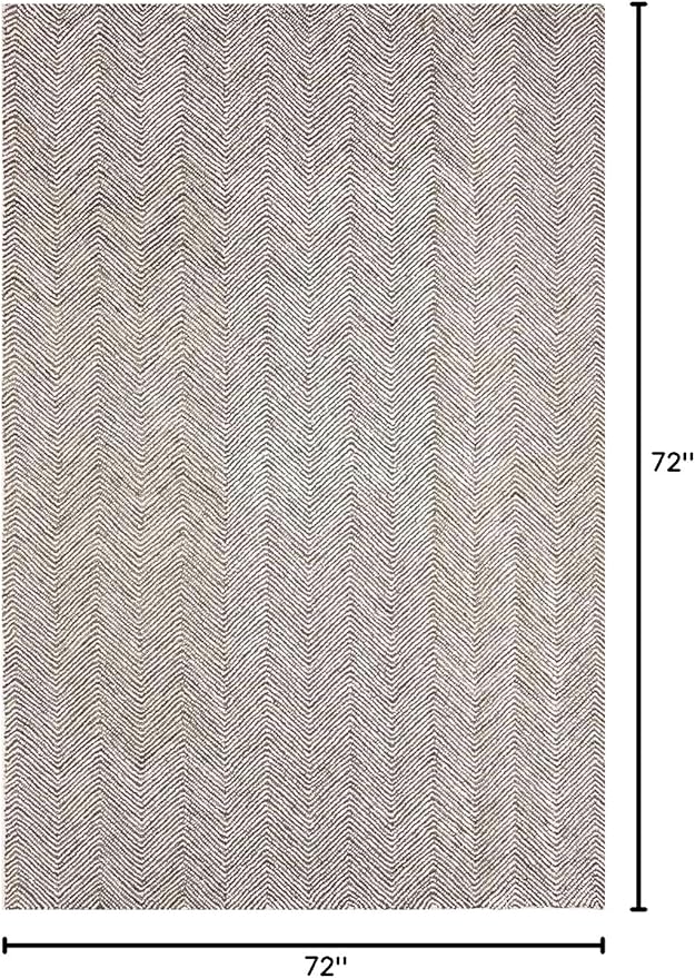 Modern Herringbone Chevron Collection Handcrafted Wool Area Rug - Durable, Zigzag Pattern, for High Traffic, Contemporary Design for Living Room, Bedroom, Dining Room Decor (Dark Olive, 6' round)