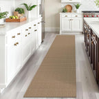 IOHOUZE Washable Runner Rug 2x10 Non Slip Rubber Backed Long Hallway Runner Entryway Runner Indoor, Kitchen Rugs Woven Cotton Floor Carpet for Hall Entrance, Orange/Tan/Brown
