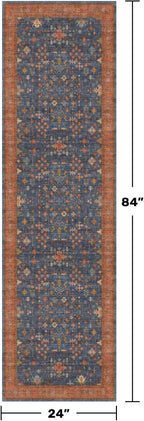 Navy Blue Runner Rug 2x7 for Kitchen, Hallway, Mudroom, Laundry Room, Bathroom, Washable Non Slip Non Skid Rubber Backing Low Pile Stain Resistance
