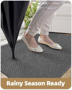 Color&Geometry Ultra Thin Indoor Door Mat Non Slip Rubber Backed Dirt Trapper 24"x36"(Rolled-up NO Creases), Rugs for Entryway, Front Door Mat Indoor Washable Low-Profile Entry Mat, Grey