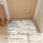 2x3 Entryway Area Rug: Washable Neutral Modern Abstract Small Rug - Non-Slip Low Pile Throw Indoor Carpet for Entrance Kitchen Front Door Mat Bathroom Entry Kids Room - Grey/Light Brown
