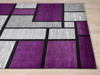 Geometric Area Rug - Decorative Home & Office Rug - Indoor Carpet for Living Room, Bedroom, Family or Dining Room - Non-Fading Polyester Material, Stain-Proof - Made in Turkey - Purple 5 x 7 ft