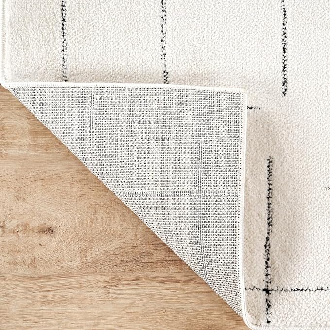 Abani Cream Area Rug – 3' x 5' – Oliver Collection – Striped Pattern – Non-Shedding, Easy to Clean – Durable for Living Room, Bedroom, or Office, Pet & Child Friendly