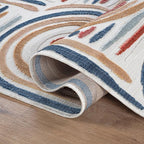 CAMILSON Indoor Outdoor Rug, Multicolor 6x9 Geometric Arch Striped Area Rugs for Patio and Home Areas, Easy-Cleaning Non-Shedding Living Room, Garden and Deck Washable Outside Carpet (6 x 9)