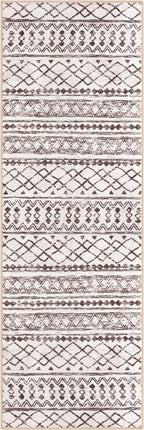 KUTA Moroccan Washable Hallway Runner Rug 2x6 Non-Slip Vintage Brown Cream Boho Runners Kitchen Rugs Ultra Soft Distressed Geometric Floor Carpet for Bedroom Laundry Living Room