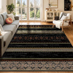 BESTSWEETIE 5x7 Area Rugs for Living Room Washable Moroccan Farmhouse Neutral Geometric Low Pile Non-Slip Soft Print Pattern Rug for Bedroom Kitchen Dining Room Entryway Black/Red/Brown/Cream/Yellow