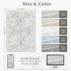 Distressed Farmhouse 5x7 Area Rugs for Living Room Bedroom Non Slip Washable, Medallion Pattern Printed Low Pile Thin Carpet Rugs for Dining Room/Kitchen/Home Office, Off White/Grey