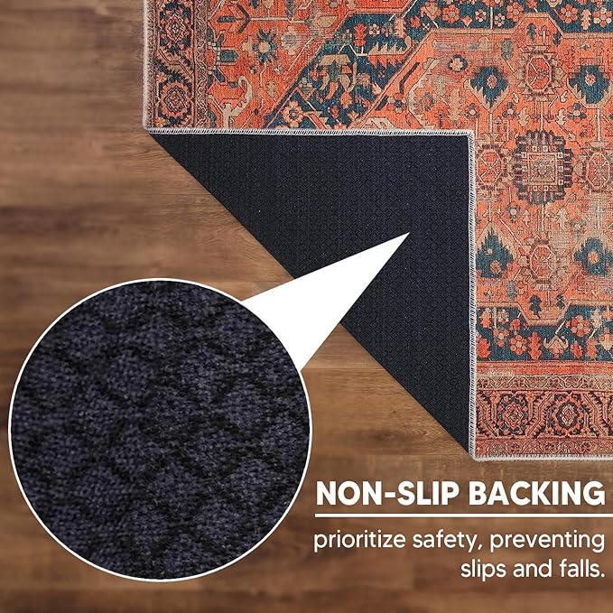 Keen Home Design 2x3 Rug - Machine Washable Entry Rug with Non-Slip Backing, Ideal for Enteryway, Kitchen, Bathroom, Laundry Room - Vintage, Easy Clean, Durable, Low Pile Rug - (2' x 3')